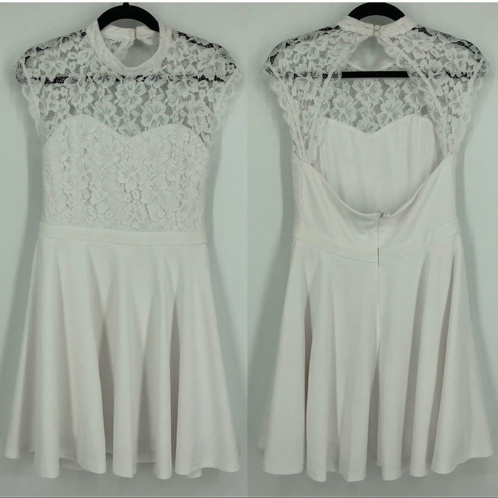 New Jun & Ivy Fit and Flare Felix Dress Womens M White Lace Cottagecore Feminine